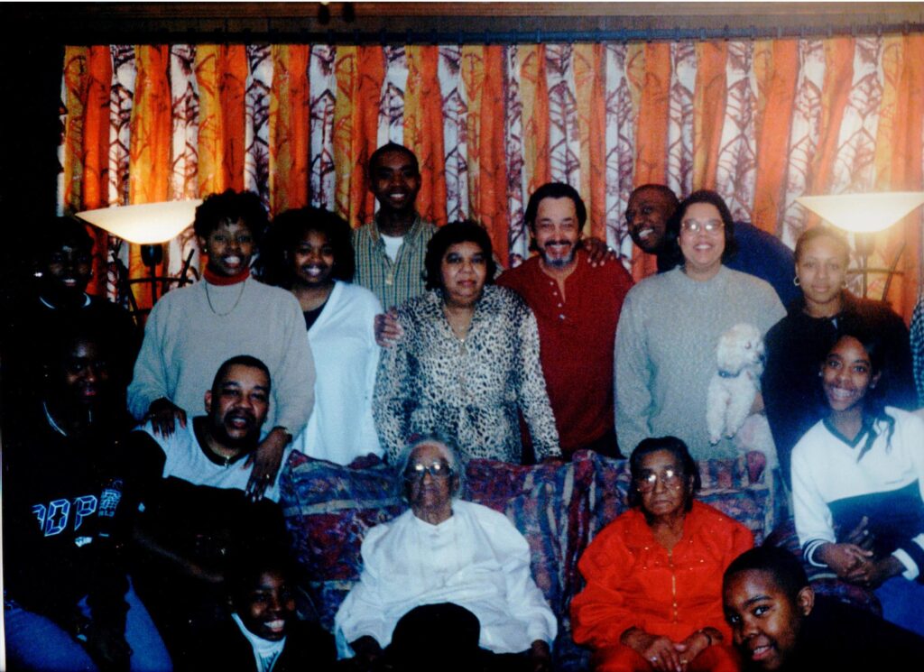 Sis with her Family including her sister Grace "Big Mama" sitting beside her in white and her son Duke in Red and her grandchildren and great grand children.